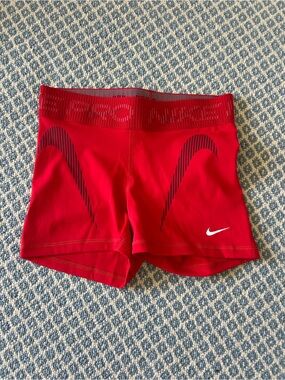 Nike Red Compression Training Shorts with Black Accents